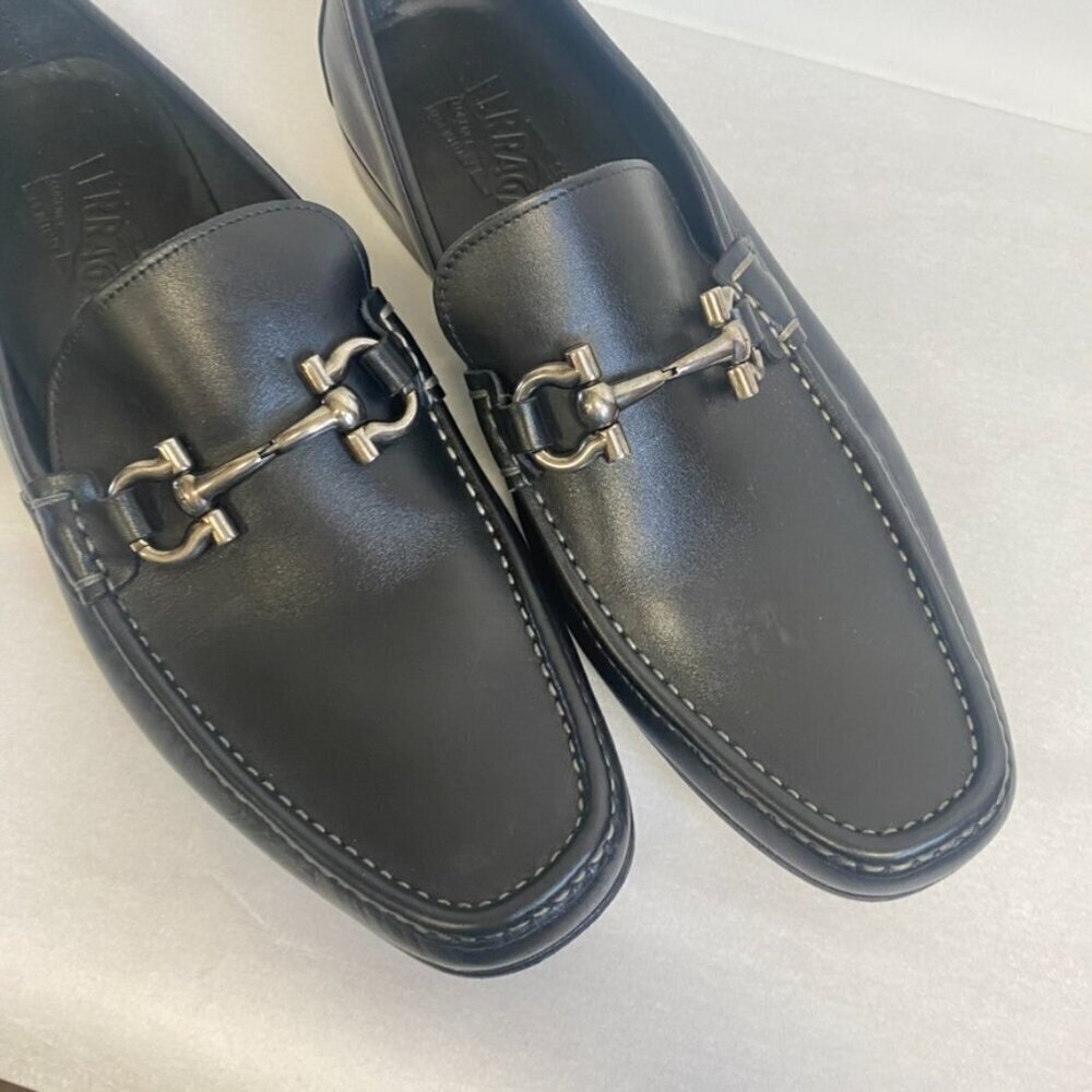 Salvatore Ferragamo Horse Bit Loafers Black Leather Drivers - Picture 5 of 15